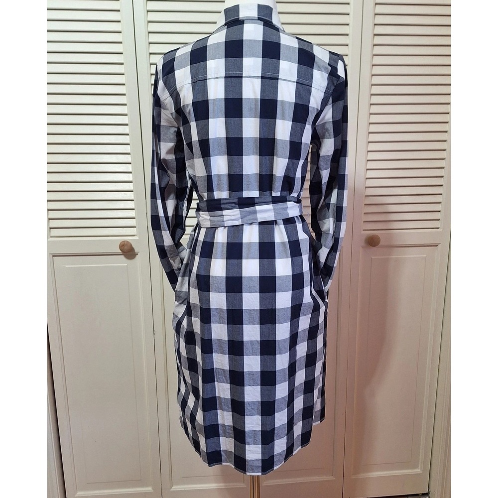 J Crew Womens Size 2 Tie Belt Poplin Longsleeve Shirt Dress Button Front Pockets - Picture 4 of 15
